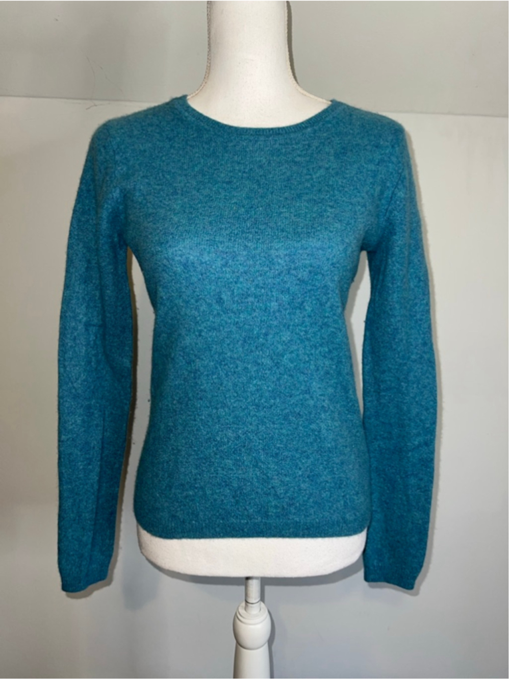 Women's ELLEN TRACY Teal Cashmere Crew Neck Sweater L
